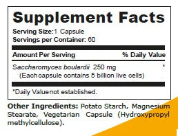 The Supplement facts label for the probiotic StableGI in bottles of 60