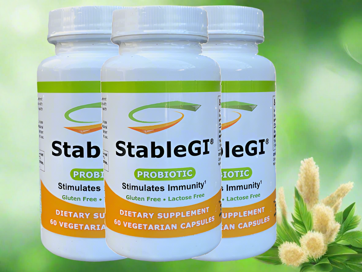 3 bottles of StableGI Probiotic , which supports digestion and immunity.